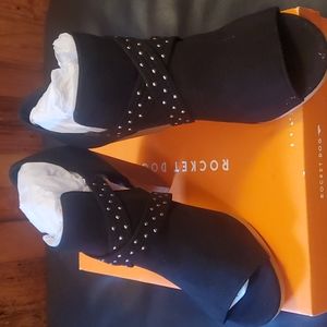 🎈3 for $60 Rocket Dog Yuma Coast Fabric Open Toe Stacked Heel Bootie NWT